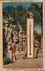 Lovely Girls, Cooling Breezes Give a Temperature that Pleases Miami, FL Postcard Postcard Postcard