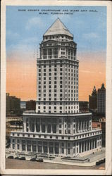 Dade County Courthouse and Miami City Hall Florida Postcard Postcard Postcard