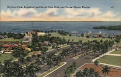 Bayfront Park, Bandshell and Royal Palm Club and Docks Miami, FL Postcard Postcard Postcard