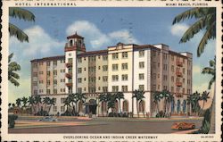 Hotel International, Overlooking Ocean and Indian Creek Waterway Postcard