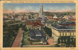 Pittsburgh's Schenley Farm District Showing Carnegie Tech Schools and Cathedral of Learning Postcard