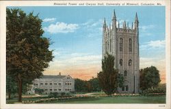 Memorial Tower and Gwynn Hall, University of Missouri Postcard