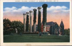 Historic Columns University of Missouri Postcard