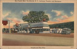 Greyhound Bus Stop, Red Apple Rest Postcard