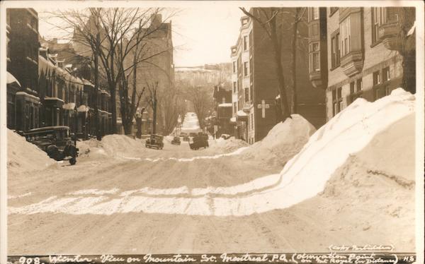 Winter View on Mountain Street Montreal PQ Canada Quebec