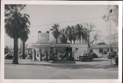 1947 Mobil Lubrication Station Cars and Palm Trees Original Photograph