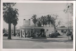 1947 Mobil Lubrication Station Cars and Palm Trees Huntington Park, CA Original Photograph Original Photograph Original Photograph