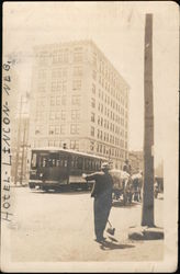 Hotel, Streetcar,  Streetsweeper 1916 Lincoln, NE Original Photograph Original Photograph Original Photograph