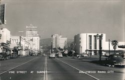 Vine Street at Sunset Hollywood Radio City Postcard