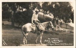 Tex Wheeler's Statue of Will Rogers and Soapsuds, Will Roger's Ranch Santa Monica, CA Dillingham Photo Postcard Postcard Postcard