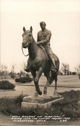 "Will Rogers on Soapsuds" Statue Claremore, OK Postcard Postcard Postcard