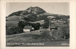 San Luis Obispo-Morro Bay Highway "Mail Pouch Tobacco" Ad California Postcard Postcard Postcard