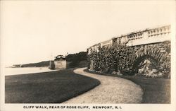 Cliff Walk, Rear of Rose Cliff Newport, RI Postcard Postcard Postcard