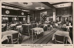 Cabin Restaurant, Cunard White Star Liner "Mauretania" Cruise Ships Postcard Postcard Postcard