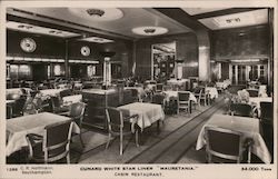 Cabin Restaurant, Cunard White Star Liner "Mauretania" Postcard