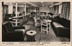 Third Class Lounge, "Mauretania" Cunard White Star Liner Interiors Postcard Postcard Postcard