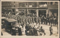 Military Marching Down Street, 1914, Boston? Postcard