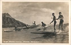 Surf-Board Riding, Waikiki Postcard