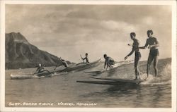 Surf-Board Riding, Waikiki Postcard