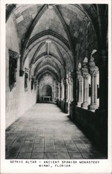 Gothic Altar Ancient Spanish Monastery Postcard