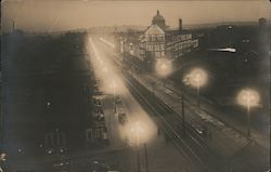 Railroad Lin, Electric Show Building, State House at Night Postcard