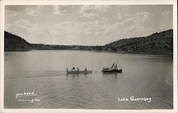 Boats on Lake Guernsey Wyoming Postcard Postcard Postcard