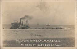 Dredger General Mackenzie at Work On Cape Cod Canal Postcard