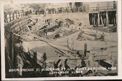 Boats Wrecked by Hurricane at City Point, September 21, 1938 Postcard