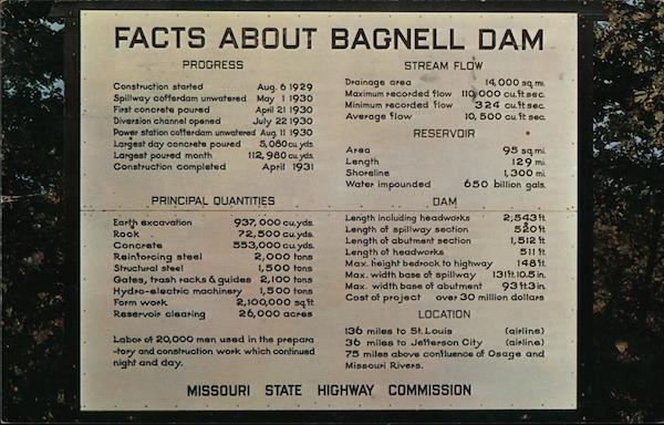 Facts about Bagnell Dam Lake Ozark Missouri