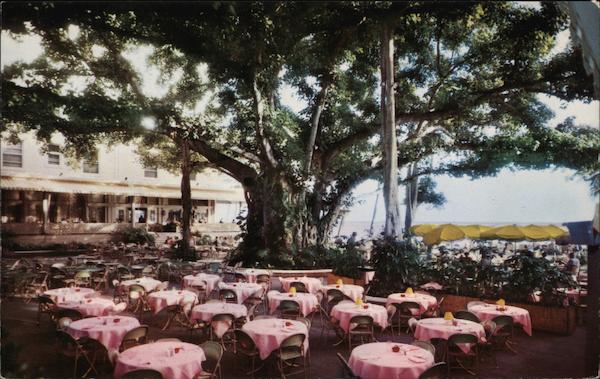 Moana Hotel's world famous Bayan Court Lanai Honolulu Hawaii