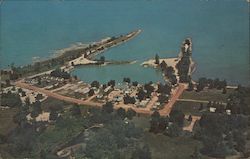 Aerial view of Boat Basin and Marina Grind Stone City, MI Postcard Postcard Postcard