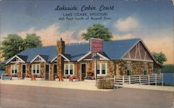Lakeside Cabin Court Postcard