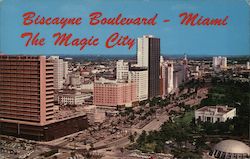 Biscayne Boulevard Looking North With Miami's New Skyline On The Left The Magic City Florida Postcard Postcard 