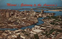 Aerial View of Miami - Gateway to the America's Florida Postcard Postcard 
