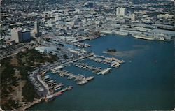 Airview of City, With the City Yacht Basin and Harbor in the Foreground Postcard