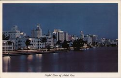 Night View of Hotel Row & Indian Creek Postcard