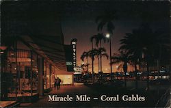 Luxury Shops Line Beautiful Miracle Mile Coral Gables, FL Postcard Postcard Postcard