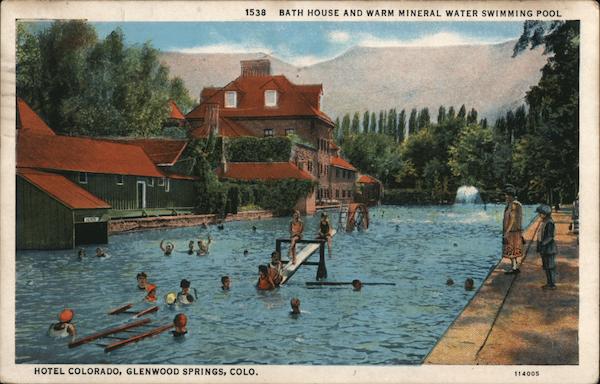 Hotel Colorado, Bath House and warm mineral water swimming pool Glenwood Springs