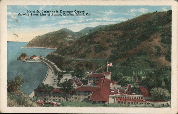 Hotel St. Catherine In Descanso Canyon Showing Shore Line of Avalon, Catalina Island California