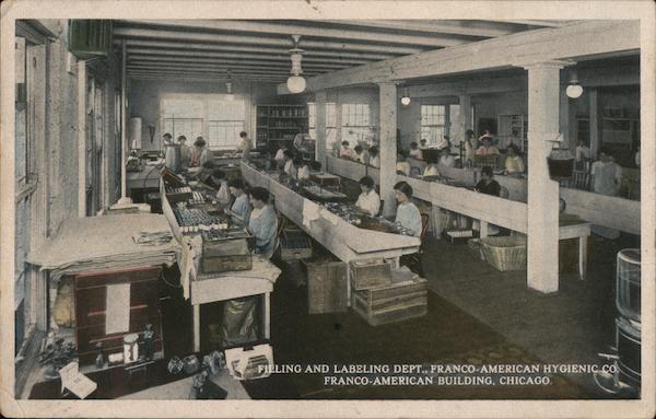 Filling and Labeling Dept. Franco-American Hygienic Co., Franco American Building 125 East 13th St. Chicago