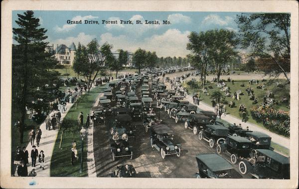 Grand Drive, Forest Park View Shows the Popularity of This Park, For a Sunday Drive or Promenade St. Louis