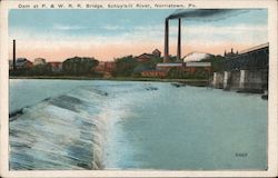 Dam at P. & W. R.R. Bridge, Schuylkill River Postcard