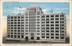 New Santa Fe General Office Building and Union Depot Galveston, TX Postcard Postcard Postcard
