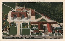 Aerial View of County Hospital Postcard