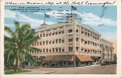 Hotel Leamington, Overlooking Bay Biscayne and Park Miami, FL Postcard Postcard Postcard