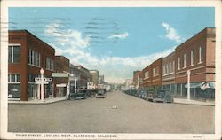 Third Street, Looking West Claremore, OK Postcard Postcard Postcard