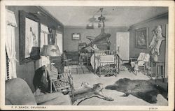 F.P. Ranch - Bedroom with Bear Skin Rugs Postcard