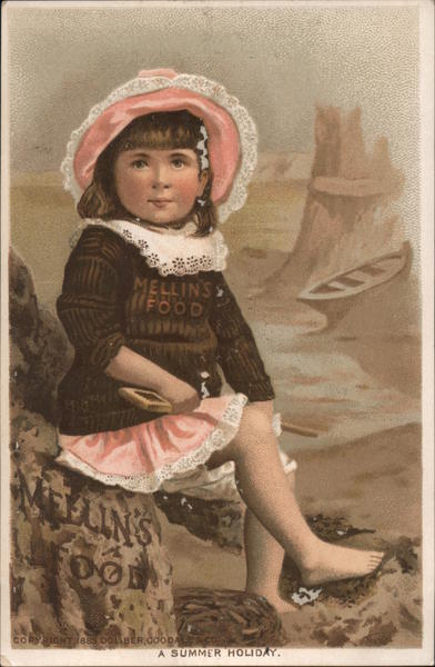 Girl Sitting on Beach: Mellin's Food Trade Cards