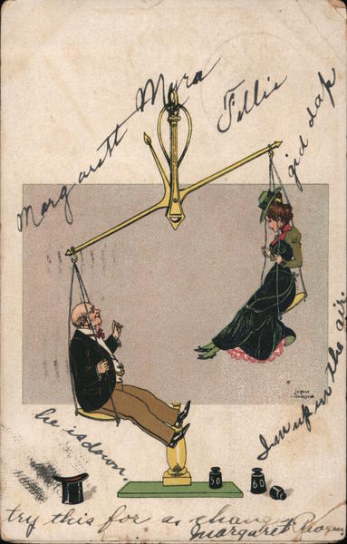 Man and Woman on Scale Comic