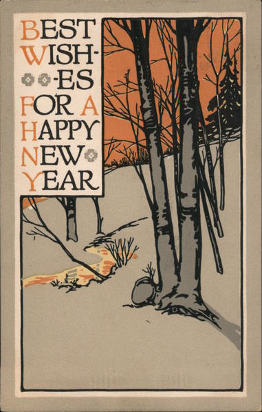 Arts & Crafts Style Best Wishes For A Happy New Year